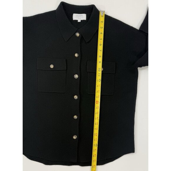 La Ligne Womens Jane Jacket Cashmere Wool Shirt Shacket Small Minimalist Black - Picture 11 of 11